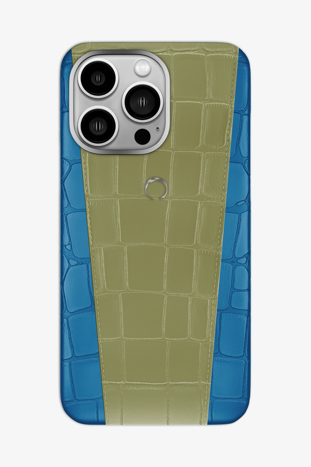 Two-tone Alligator Case for iPhone 16 Pro Max - Blue Lagoon / Khaki - zollofrance