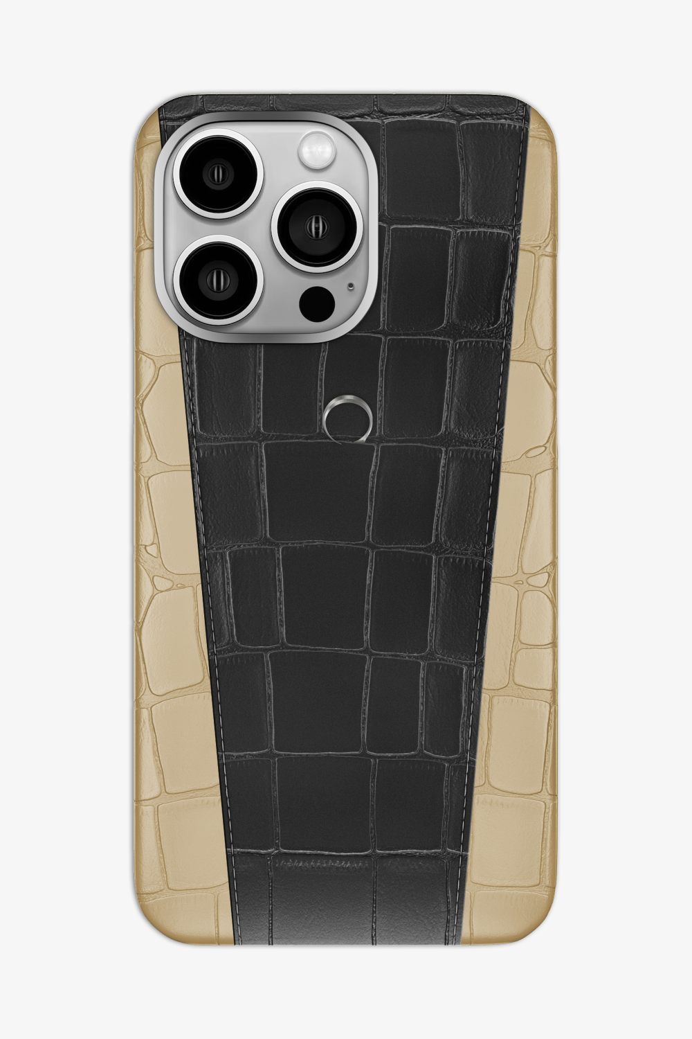 Two-tone Alligator Case for iPhone 16 Pro Max - Vanilla / Black - zollofrance