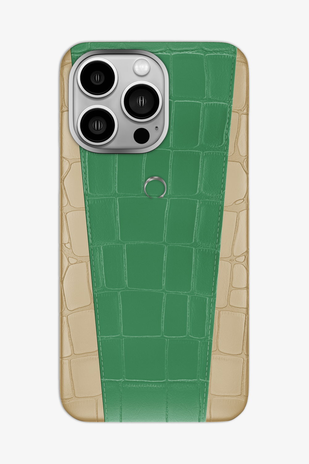 Two-tone Alligator Case for iPhone 16 Pro Max - Vanilla / Green Emerald - zollofrance