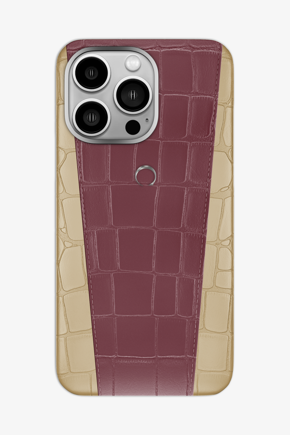 Two-tone Alligator Case for iPhone 16 Pro Max - Vanilla / Burgundy - zollofrance