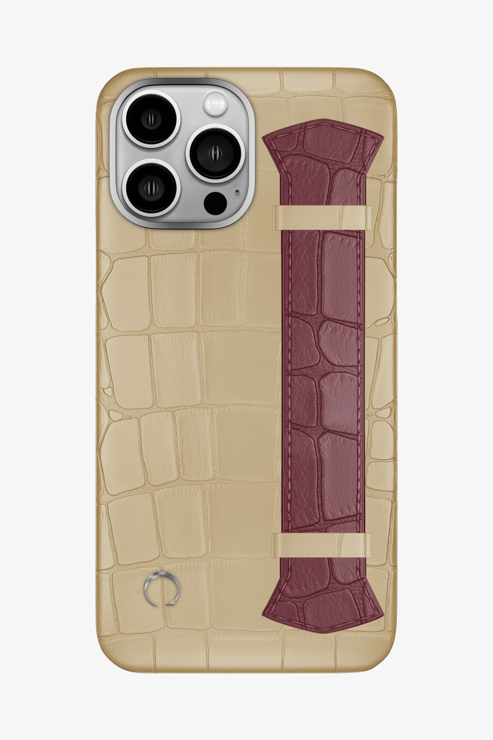 Majestic Alligator Strap Case for iPhone 16 Pro Max - Vanilla / Burgundy - zollofrance