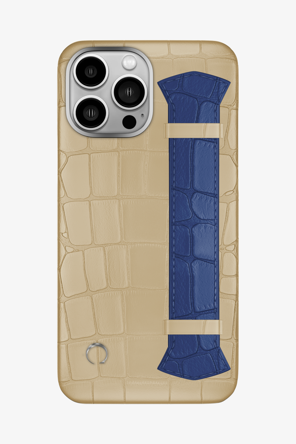 Majestic Alligator Strap Case for iPhone 16 Pro Max - Vanilla / Navy Blue - zollofrance