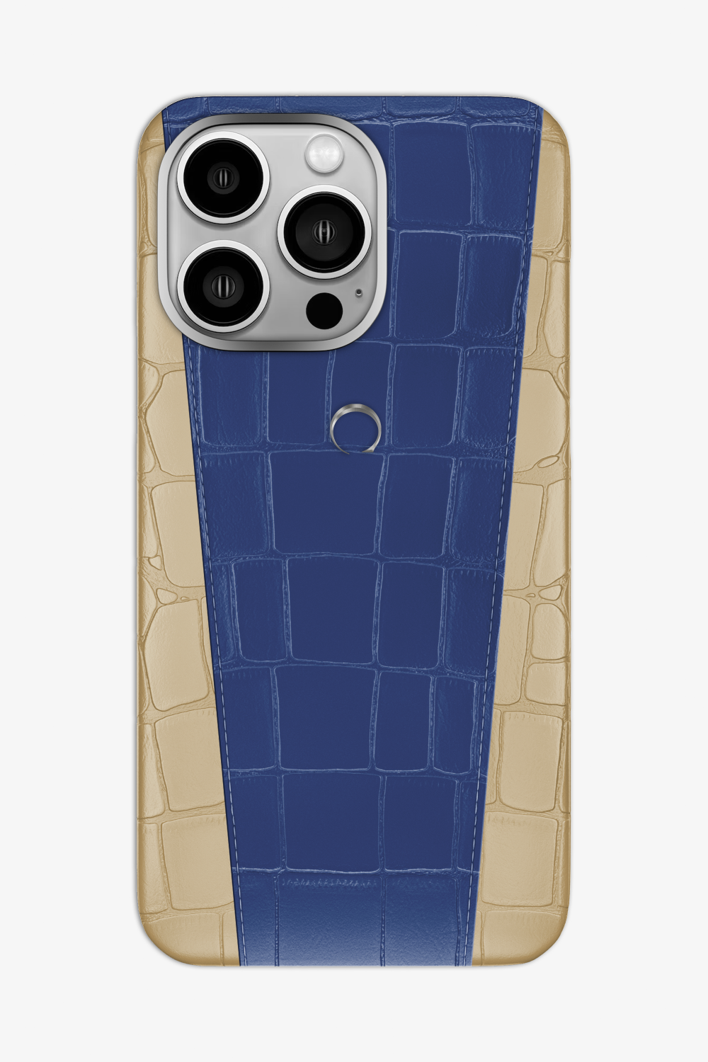 Two-tone Alligator Case for iPhone 16 Pro Max - Vanilla / Navy Blue - zollofrance