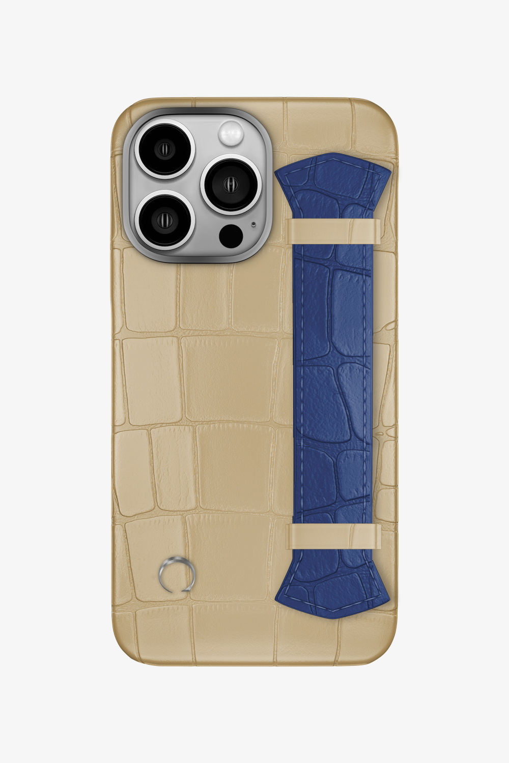 Majestic Alligator Strap Case for iPhone 16 Pro - Vanilla / Navy Blue - zollofrance