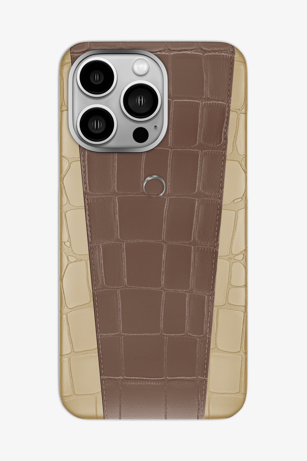 Two-tone Alligator Case for iPhone 16 Pro Max - Vanilla / Cocoa - zollofrance