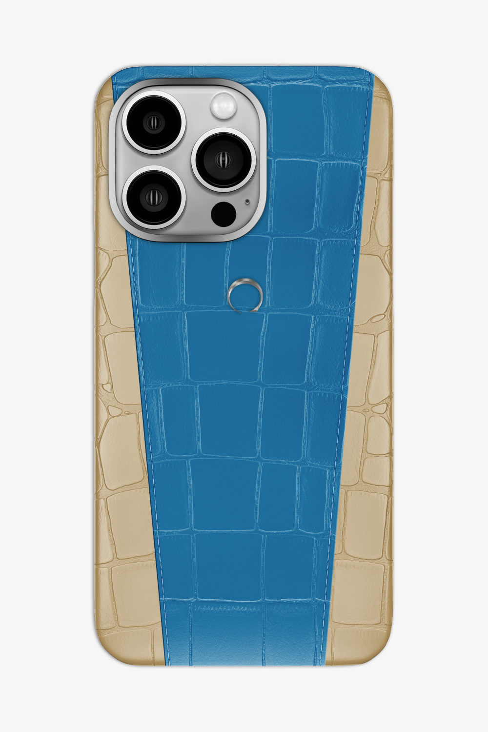 Two-tone Alligator Case for iPhone 16 Pro Max - Vanilla / Blue Lagoon - zollofrance