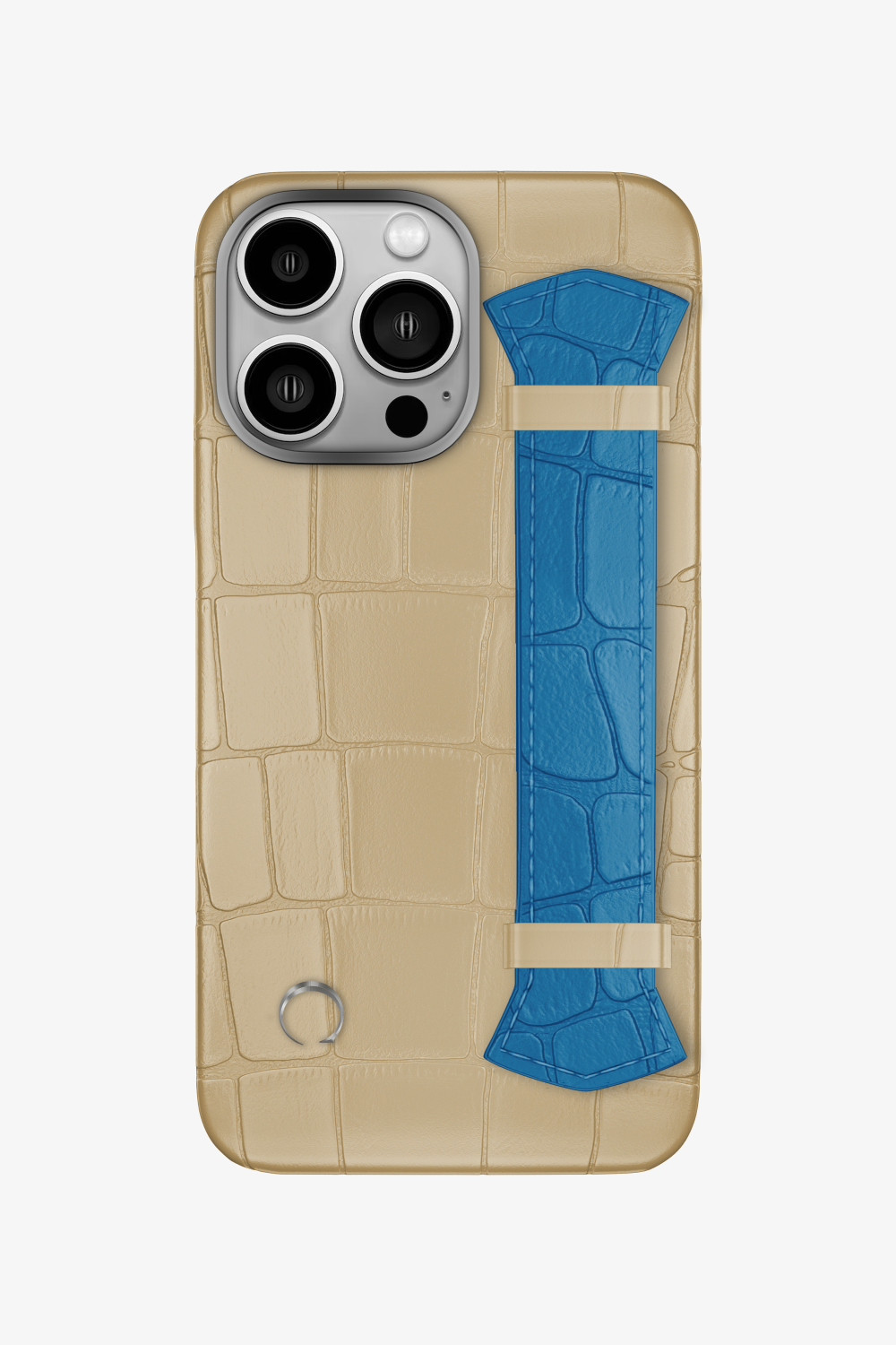 Majestic Alligator Strap Case for iPhone 16 Pro - Vanilla / Blue Lagoon - zollofrance