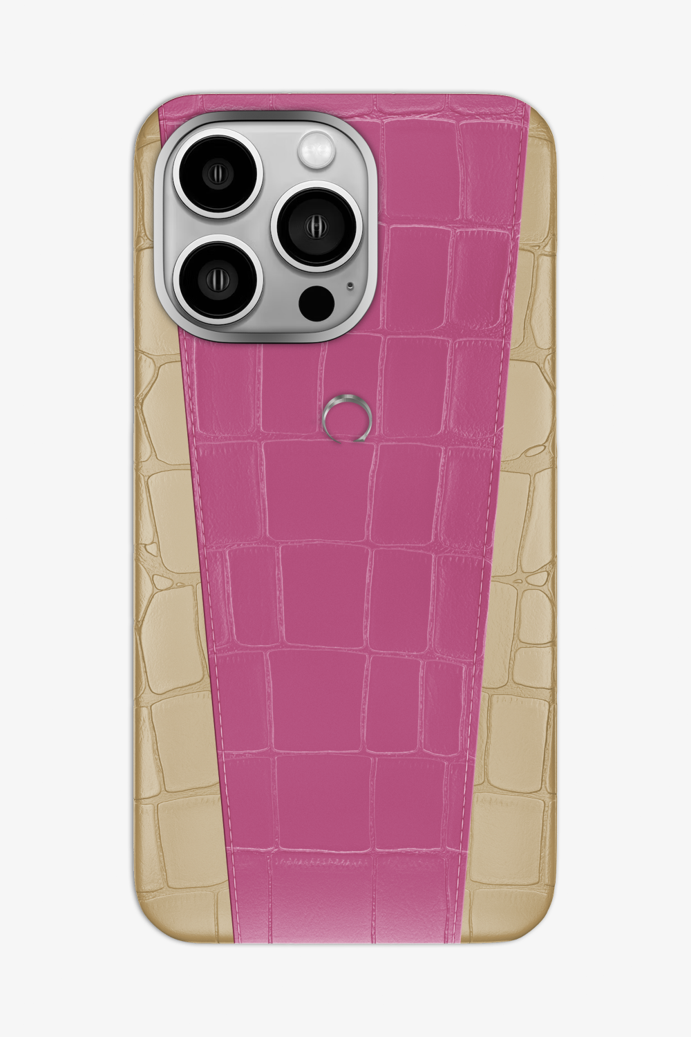 Two-tone Alligator Case for iPhone 16 Pro Max - Vanilla / Pink Fuchsia - zollofrance