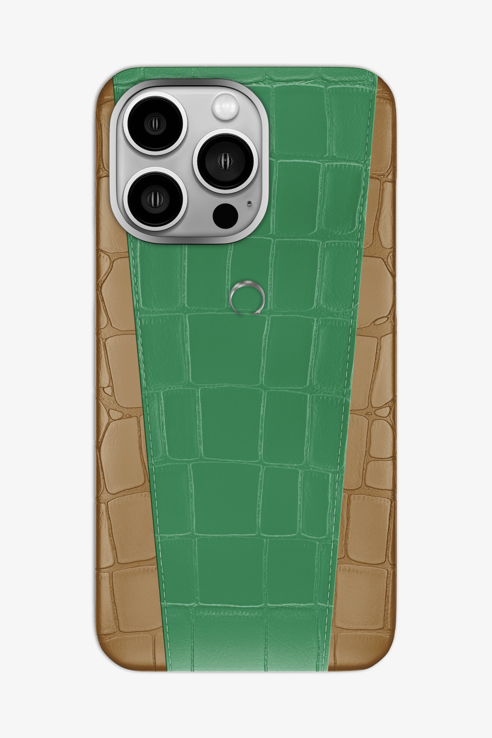 Two-tone Alligator Case for iPhone 16 Pro Max - Latte / Green Emerald - zollofrance