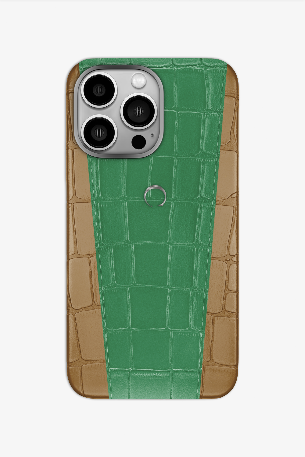 Two-tone Alligator Case for iPhone 16 Pro - Latte / Green Emerald - zollofrance