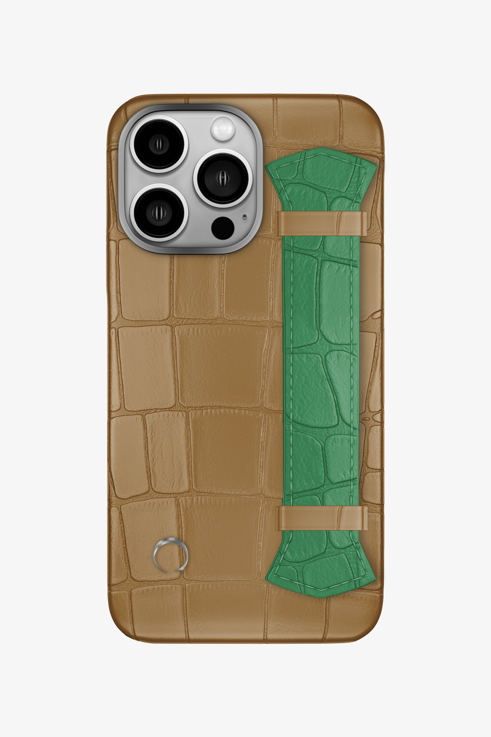 Majestic Alligator Strap Case for iPhone 16 Pro - Latte / Green Emerald - zollofrance