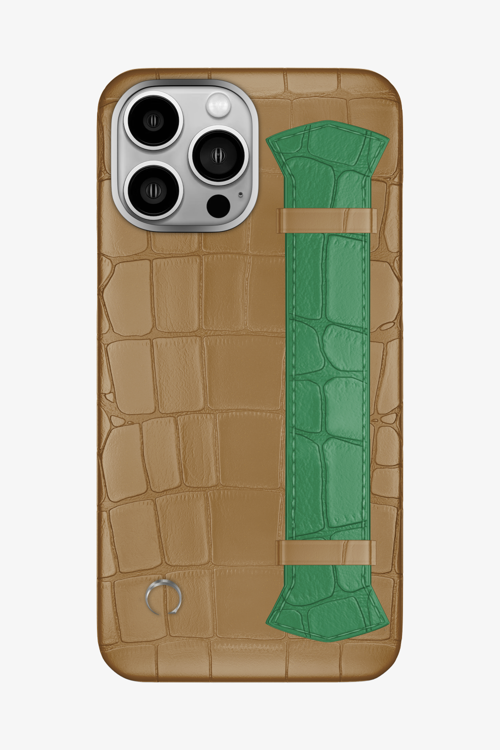 Majestic Alligator Strap Case for iPhone 16 Pro Max - Latte / Green Emerald - zollofrance