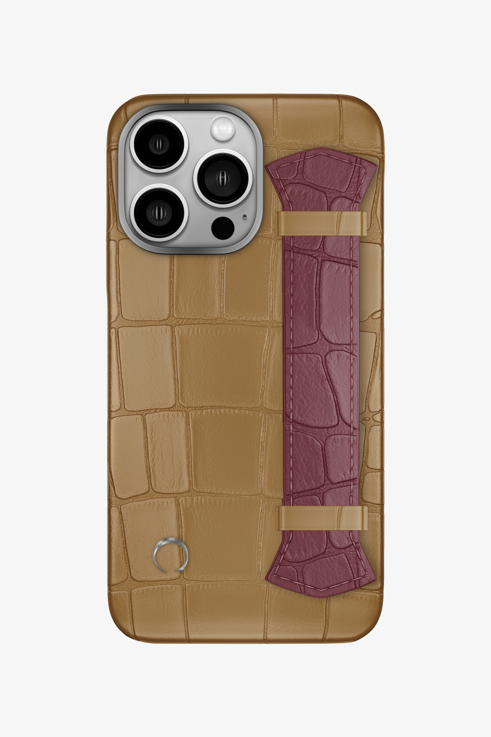 Majestic Alligator Strap Case for iPhone 16 Pro - Latte / Burgundy - zollofrance