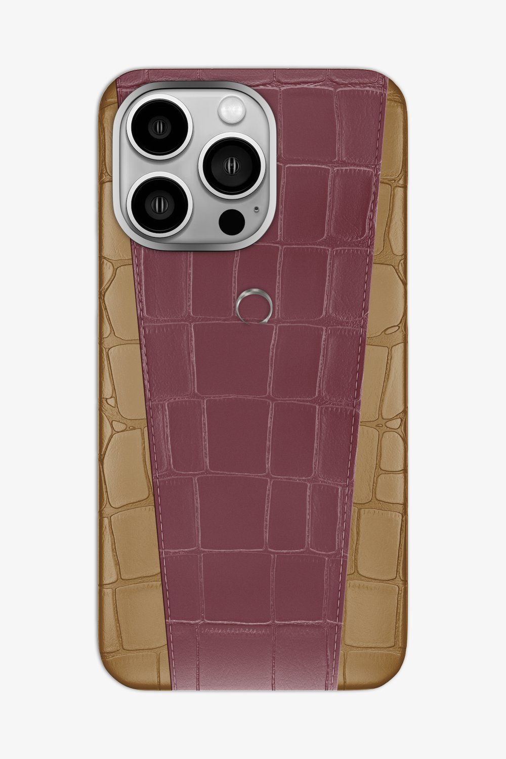 Two-tone Alligator Case for iPhone 16 Pro Max - Latte / Burgundy - zollofrance