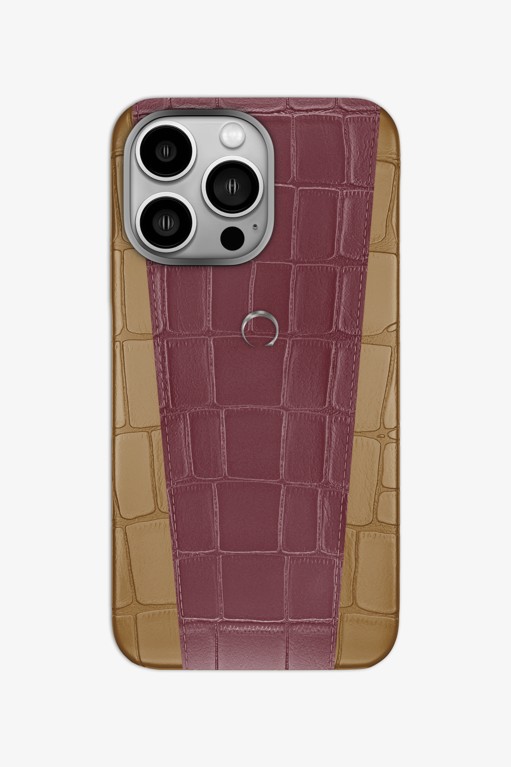 Two-tone Alligator Case for iPhone 16 Pro - Latte / Burgundy - zollofrance