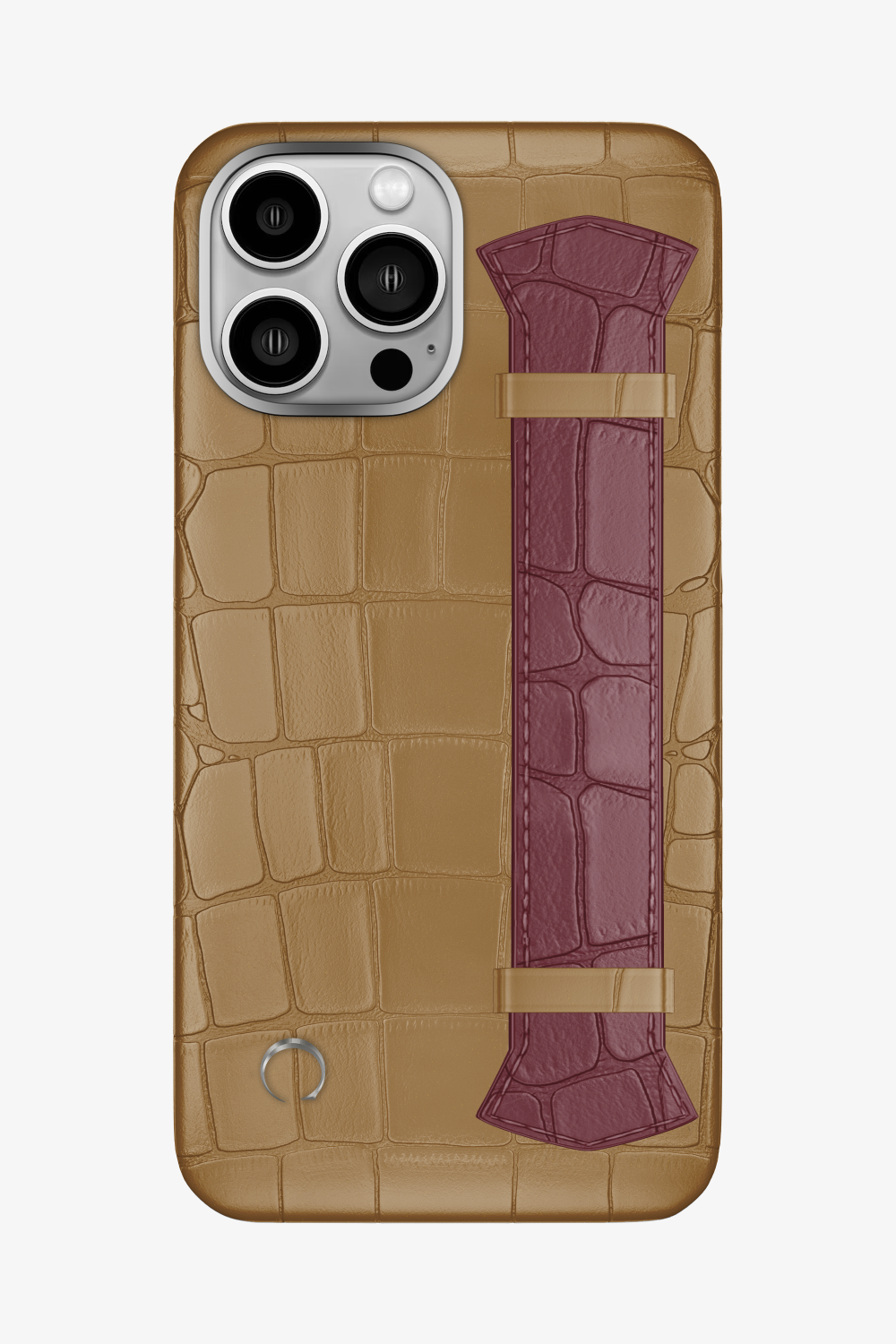 Majestic Alligator Strap Case for iPhone 16 Pro Max - Latte / Burgundy - zollofrance