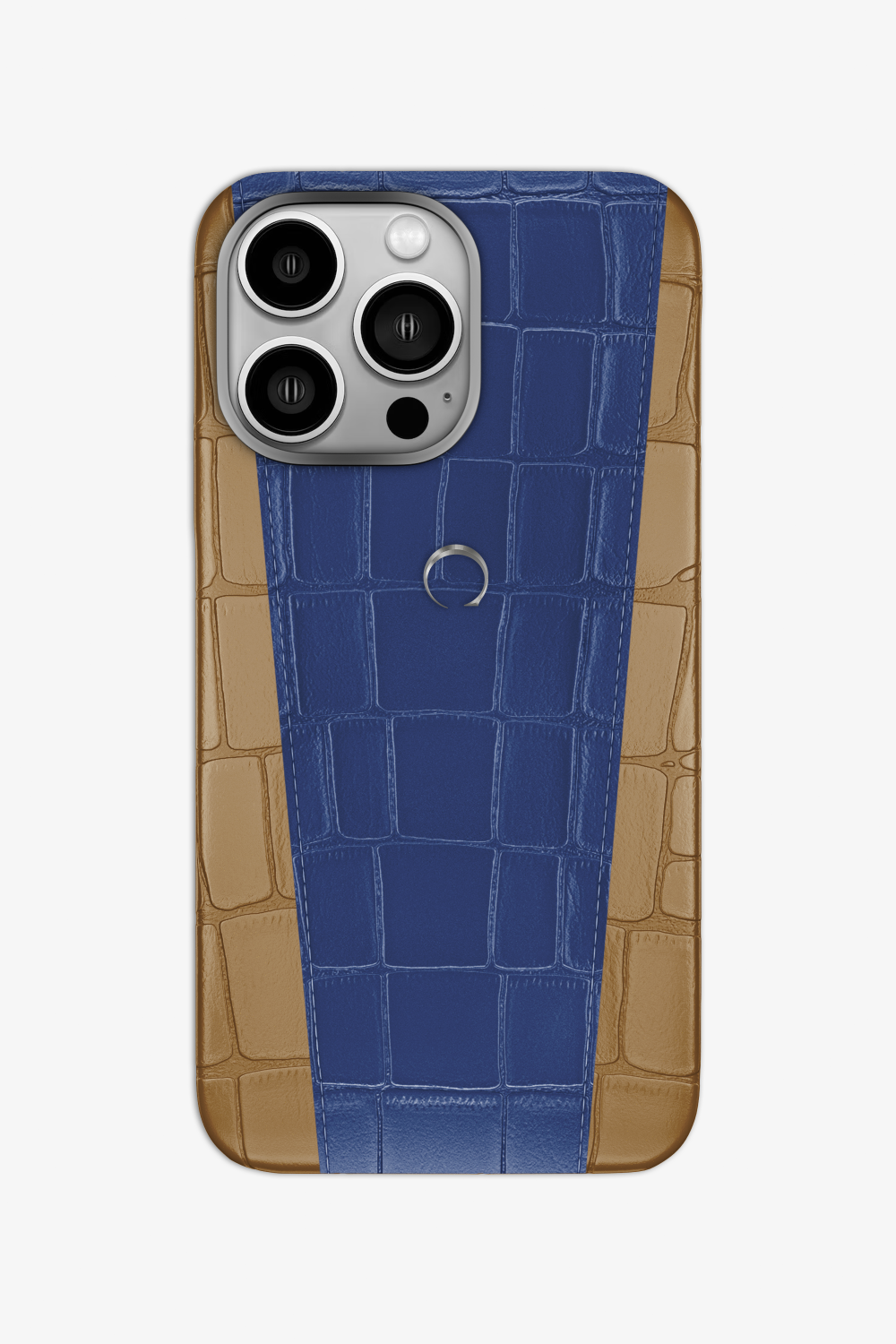 Two-tone Alligator Case for iPhone 16 Pro - Latte / Navy Blue - zollofrance