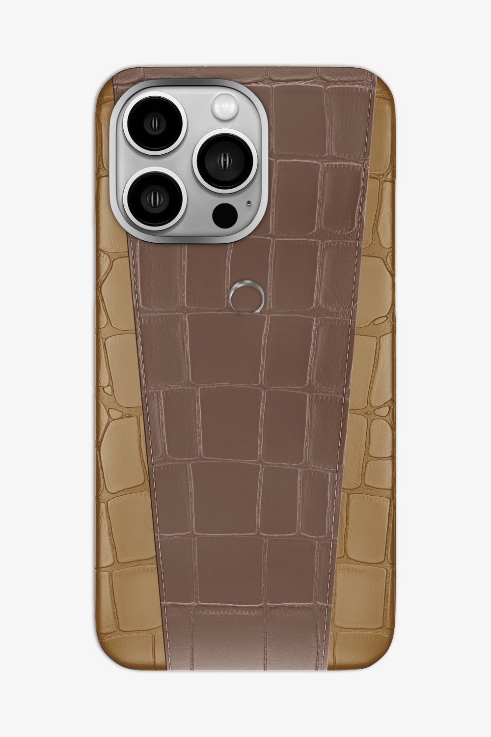 Two-tone Alligator Case for iPhone 16 Pro Max - Latte / Cocoa - zollofrance