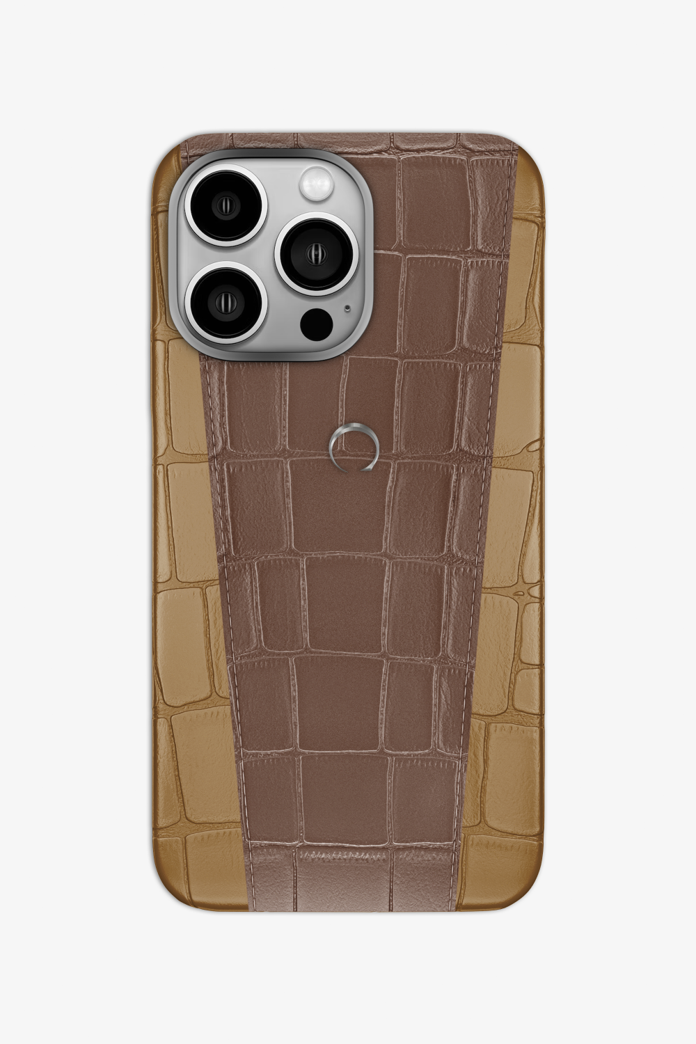 Two-tone Alligator Case for iPhone 16 Pro - Latte / Cocoa - zollofrance