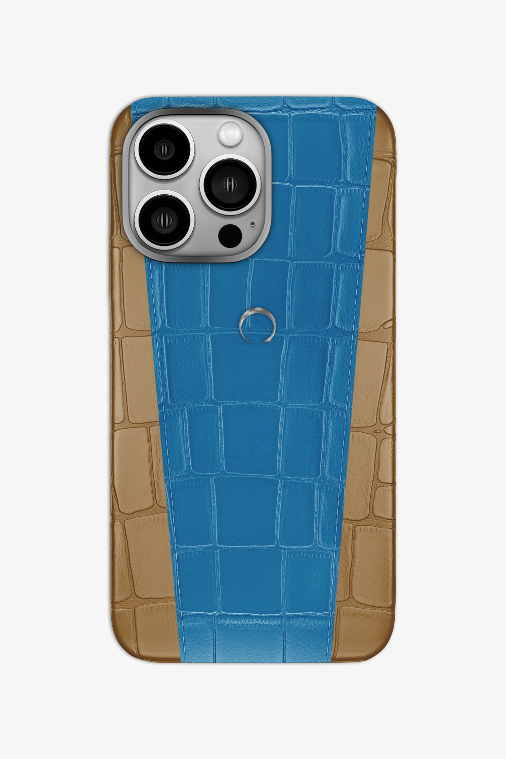 Two-tone Alligator Case for iPhone 16 Pro - Latte / Blue Lagoon - zollofrance