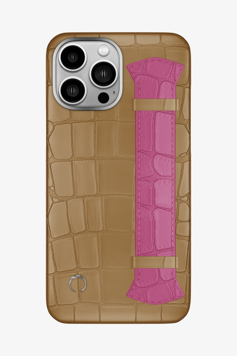 Majestic Alligator Strap Case for iPhone 16 Pro Max - Latte / Pink Fuchsia - zollofrance