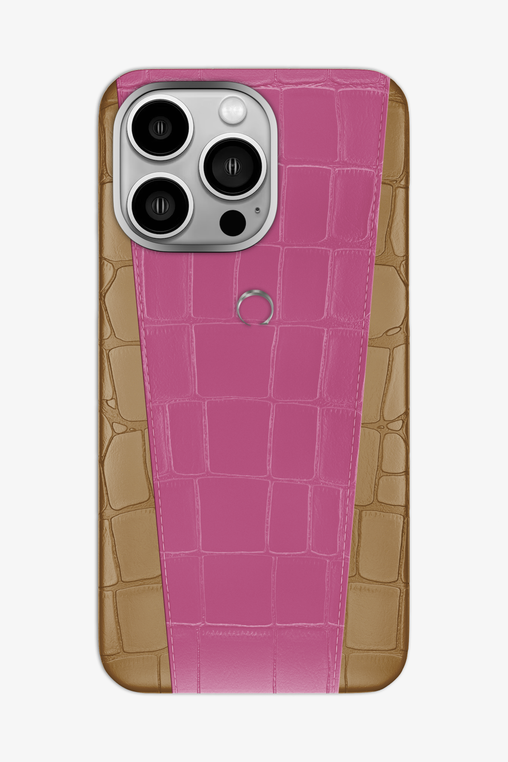 Two-tone Alligator Case for iPhone 16 Pro Max - Latte / Pink Fuchsia - zollofrance