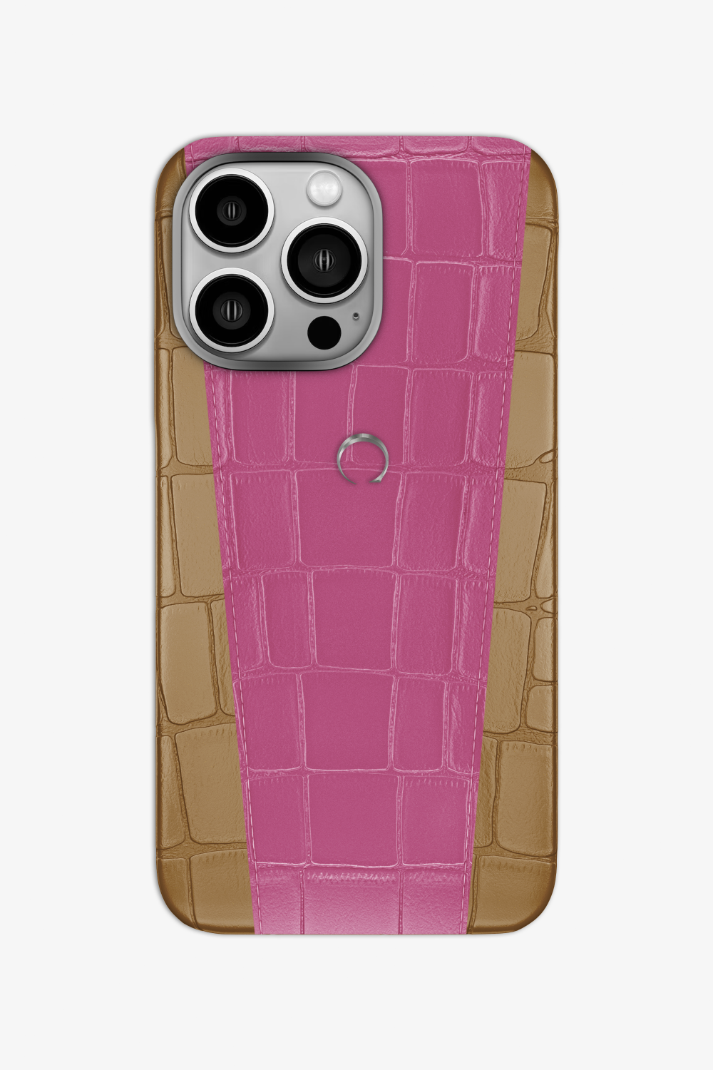 Two-tone Alligator Case for iPhone 16 Pro - Latte / Pink Fuchsia - zollofrance