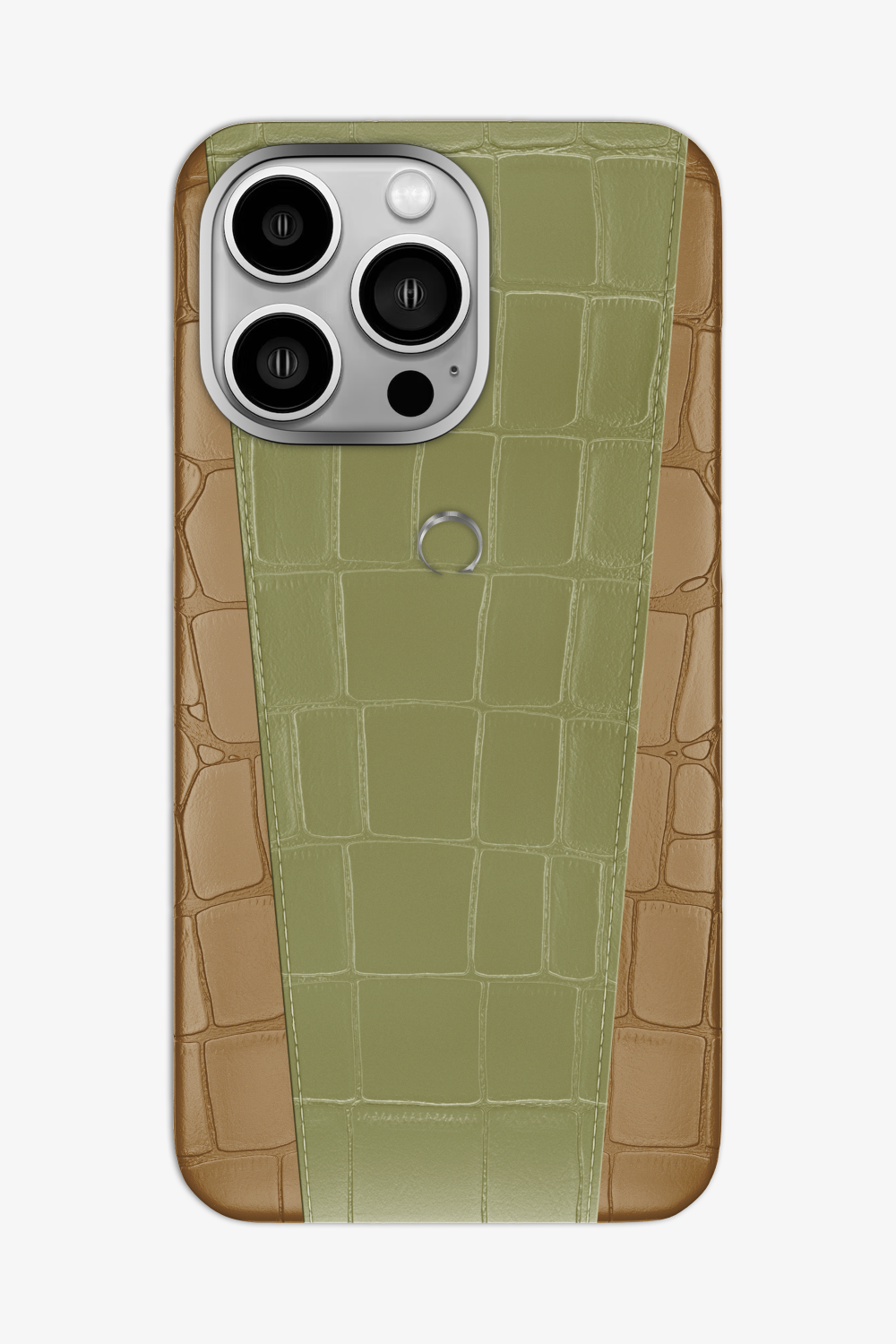 Two-tone Alligator Case for iPhone 16 Pro Max - Latte / Khaki - zollofrance