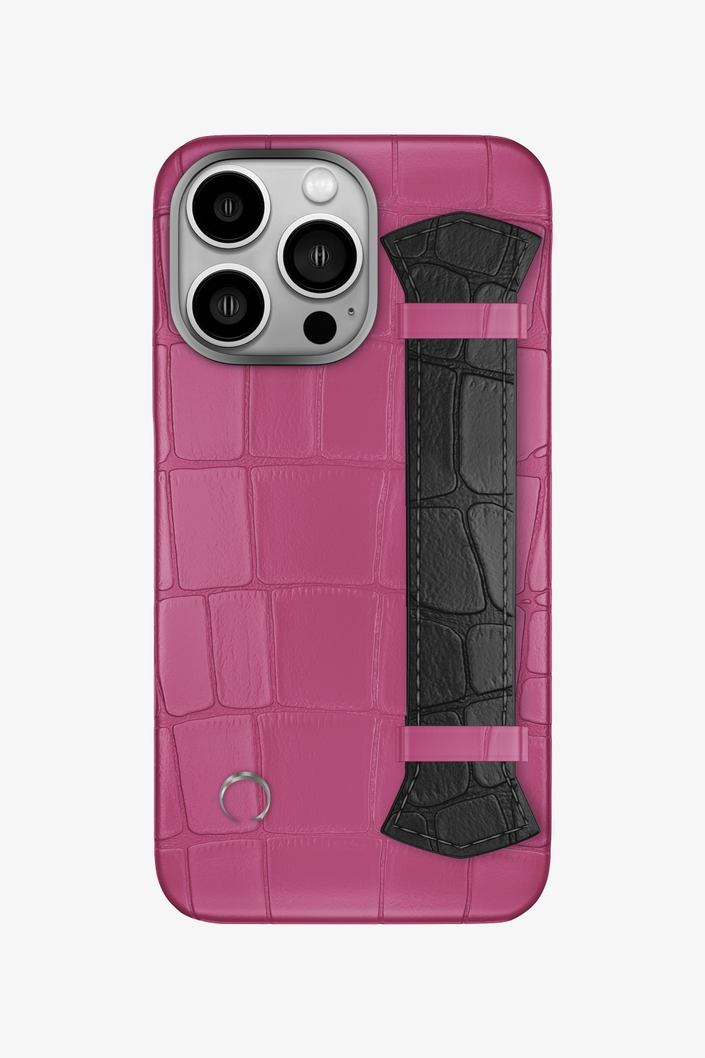 Majestic Alligator Strap Case for iPhone 16 Pro - Pink Fuchsia / Black - zollofrance