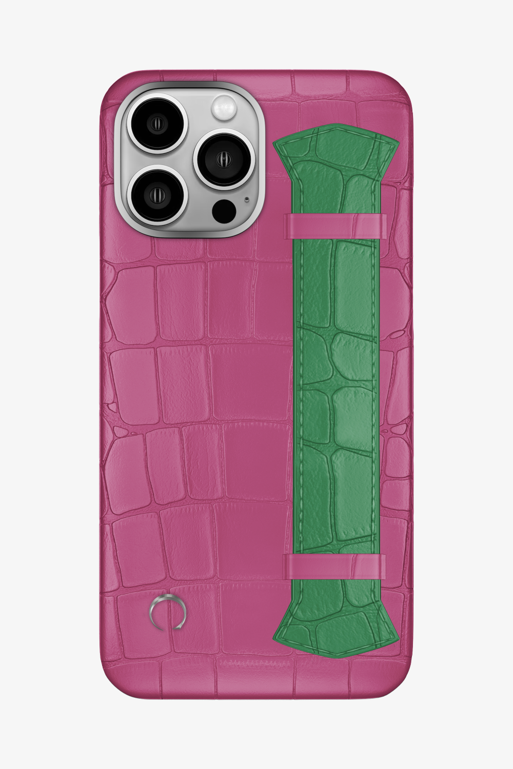 Majestic Alligator Strap Case for iPhone 16 Pro Max - Pink Fuchsia / Green Emerald - zollofrance