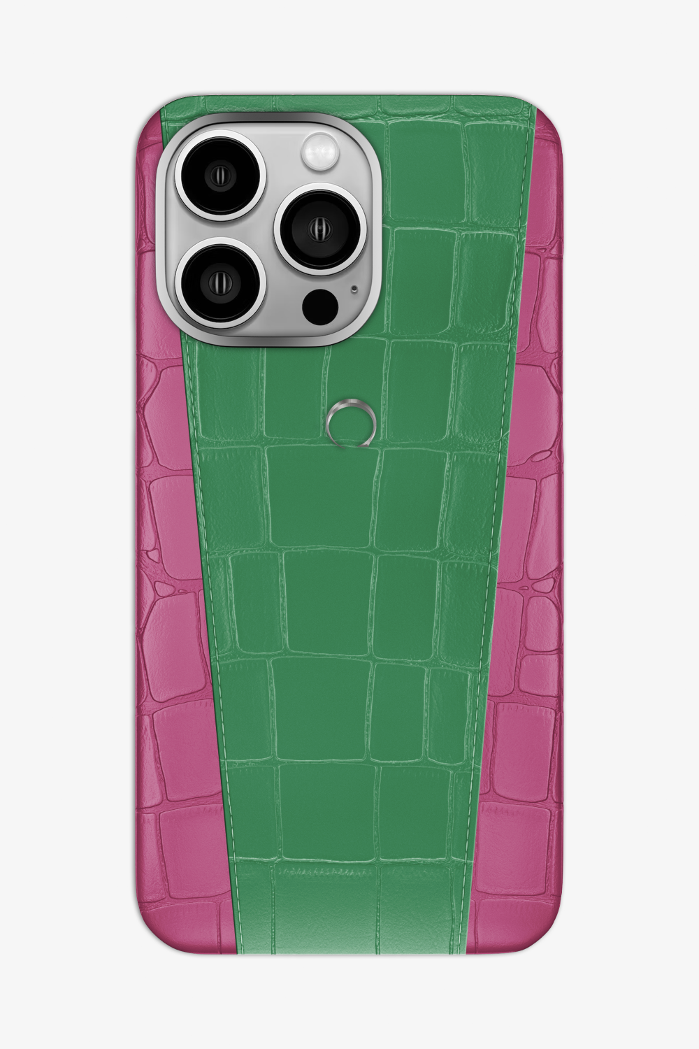 Two-tone Alligator Case for iPhone 16 Pro Max - Pink Fuchsia / Green Emerald - zollofrance