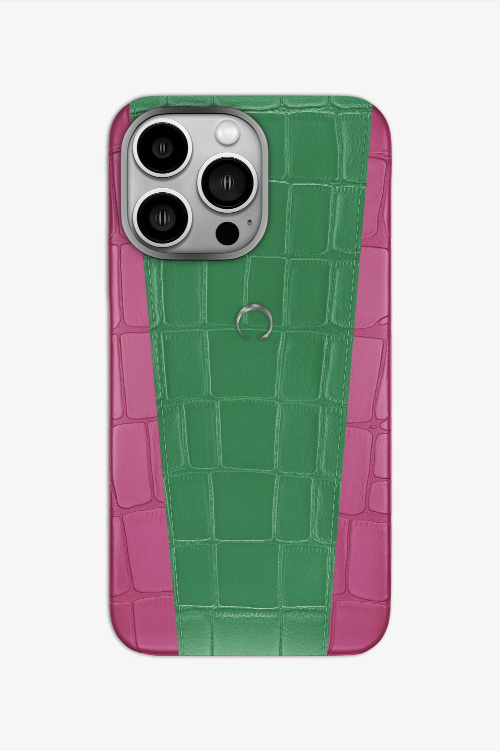 Two-tone Alligator Case for iPhone 16 Pro - Pink Fuchsia / Green Emerald - zollofrance