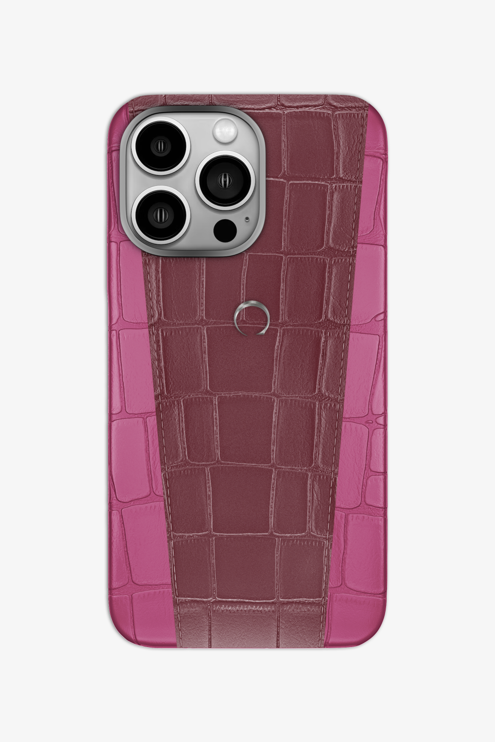 Two-tone Alligator Case for iPhone 16 Pro - Pink Fuchsia / Burgundy - zollofrance