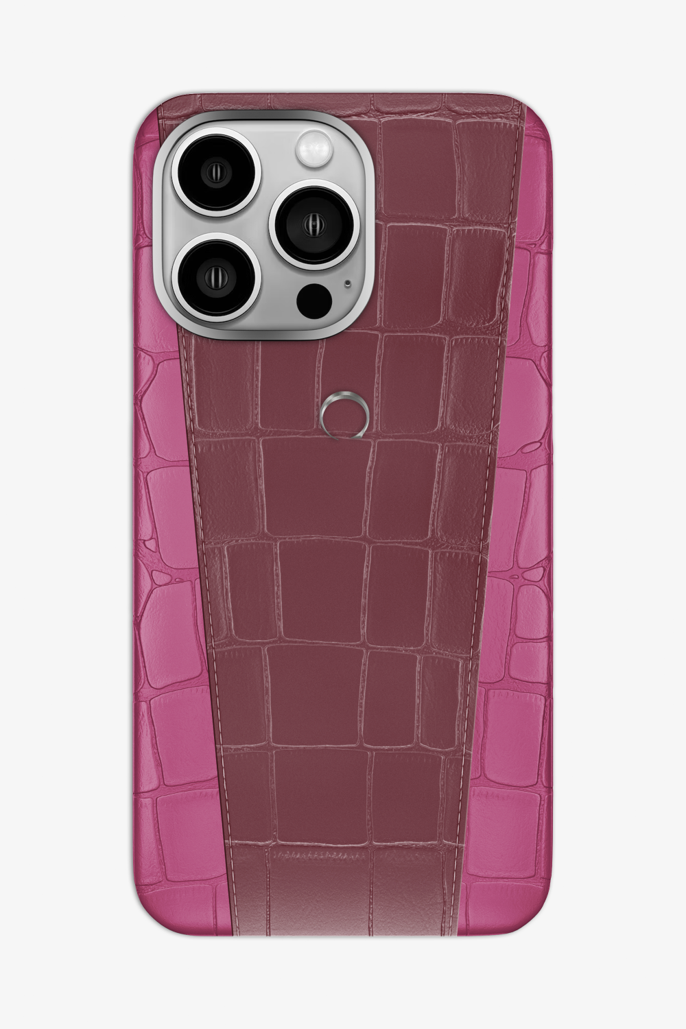 Two-tone Alligator Case for iPhone 16 Pro Max - Pink Fuchsia / Burgundy - zollofrance