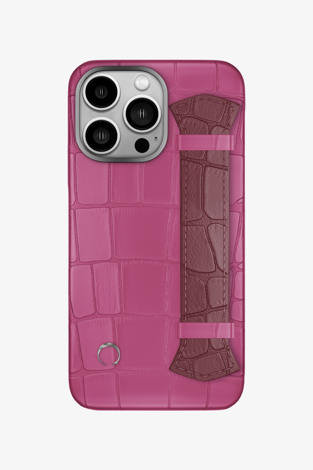 Majestic Alligator Strap Case for iPhone 16 Pro - Pink Fuchsia / Burgundy - zollofrance