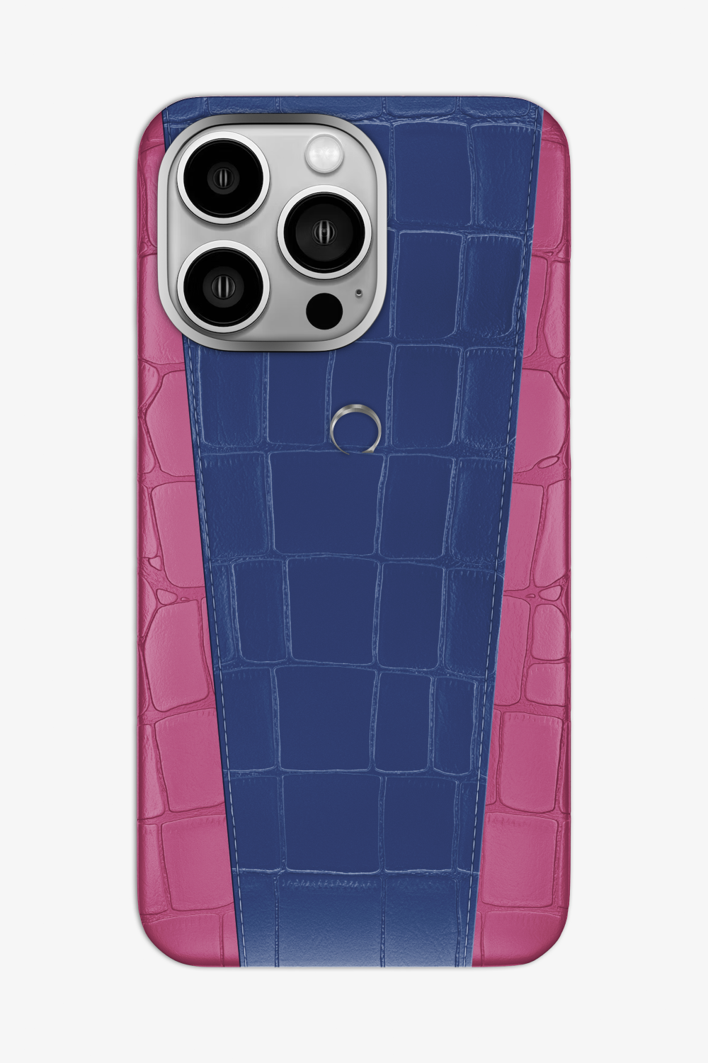 Two-tone Alligator Case for iPhone 16 Pro Max - Pink Fuchsia / Navy Blue - zollofrance