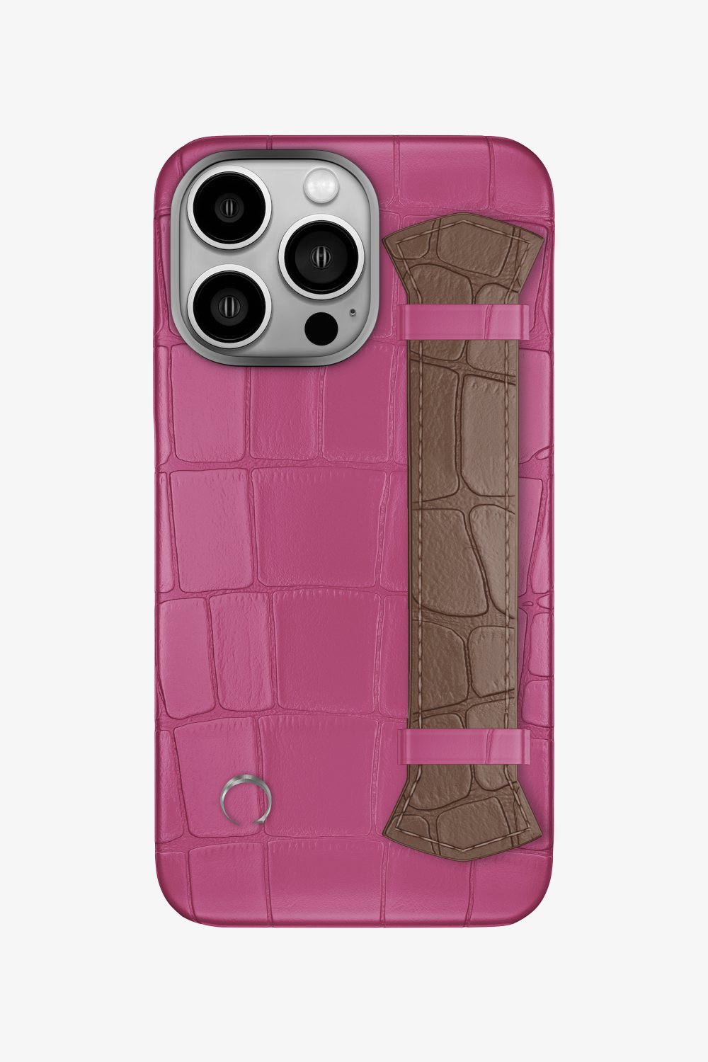 Majestic Alligator Strap Case for iPhone 16 Pro - Pink Fuchsia / Cocoa - zollofrance