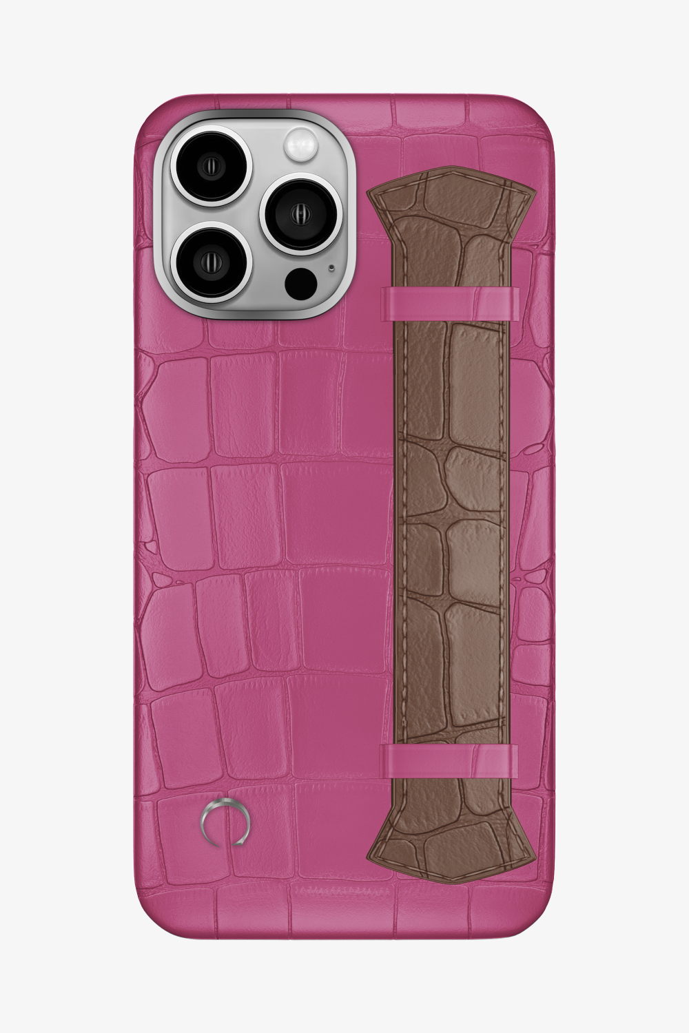 Majestic Alligator Strap Case for iPhone 16 Pro Max - Pink Fuchsia / Cocoa - zollofrance