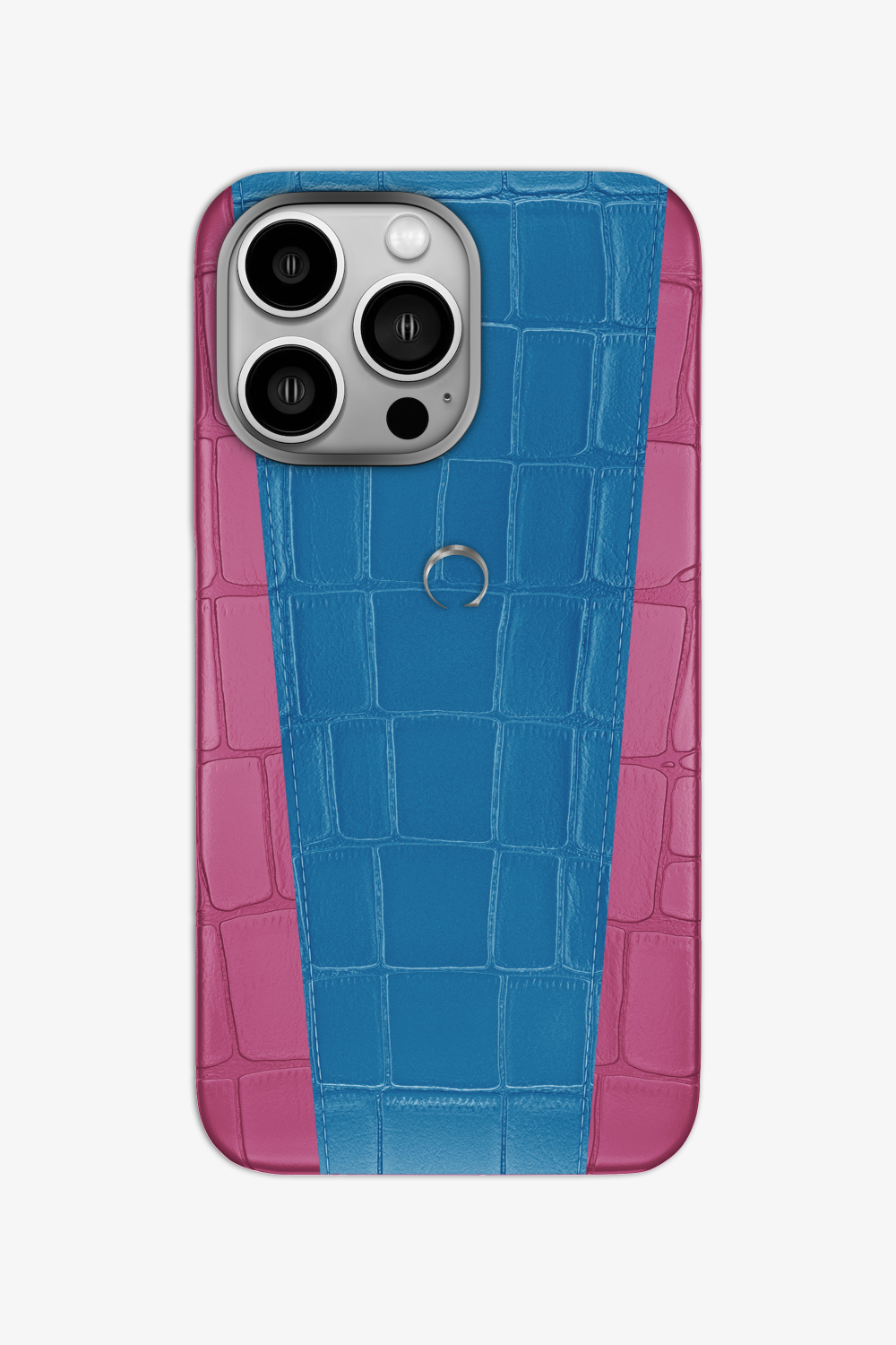 Two-tone Alligator Case for iPhone 16 Pro - Pink Fuchsia / Blue Lagoon - zollofrance