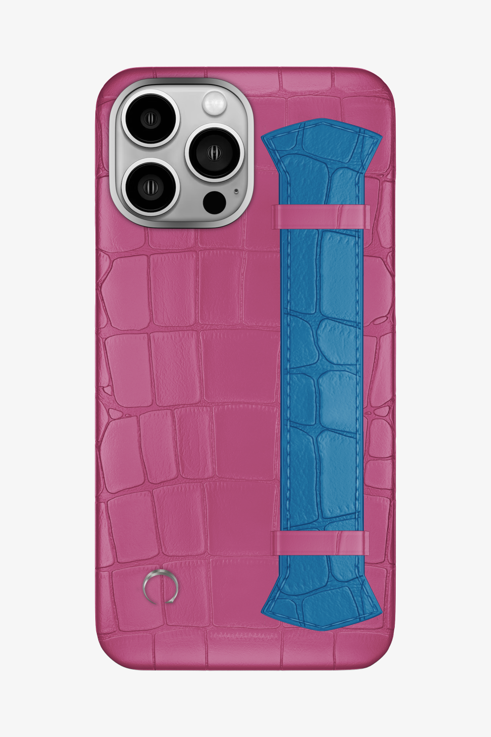 Majestic Alligator Strap Case for iPhone 16 Pro Max - Pink Fuchsia / Blue Lagoon - zollofrance