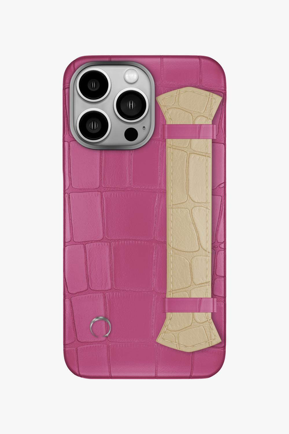 Majestic Alligator Strap Case for iPhone 16 Pro - Pink Fuchsia / Vanilla - zollofrance