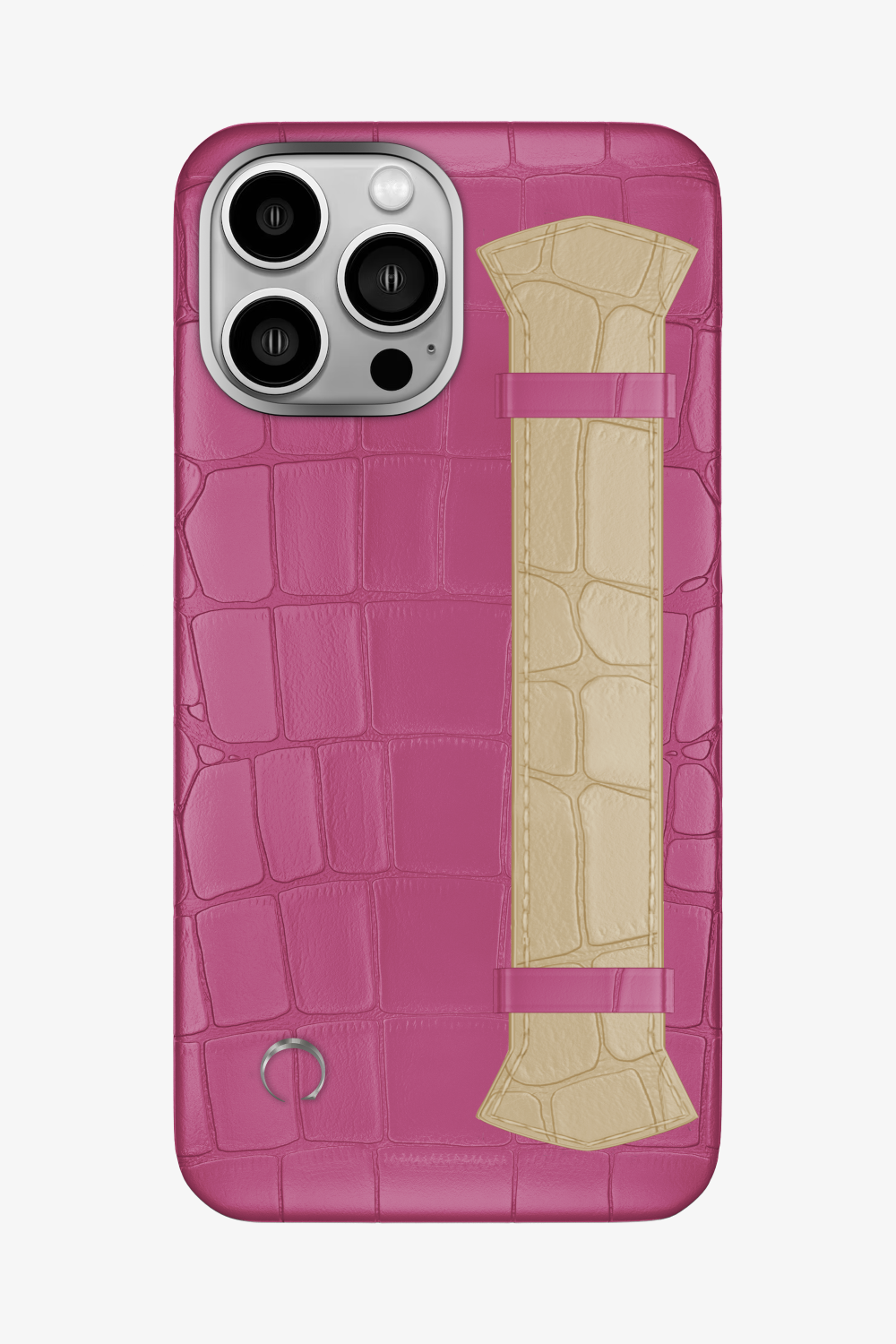 Majestic Alligator Strap Case for iPhone 16 Pro Max - Pink Fuchsia / Vanilla - zollofrance