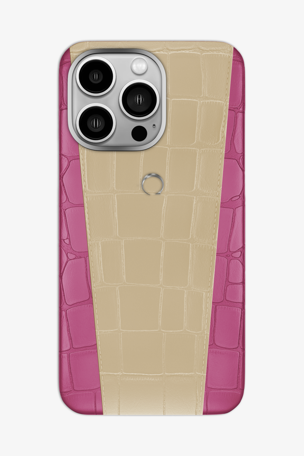 Two-tone Alligator Case for iPhone 16 Pro Max - Pink Fuchsia / Vanilla - zollofrance