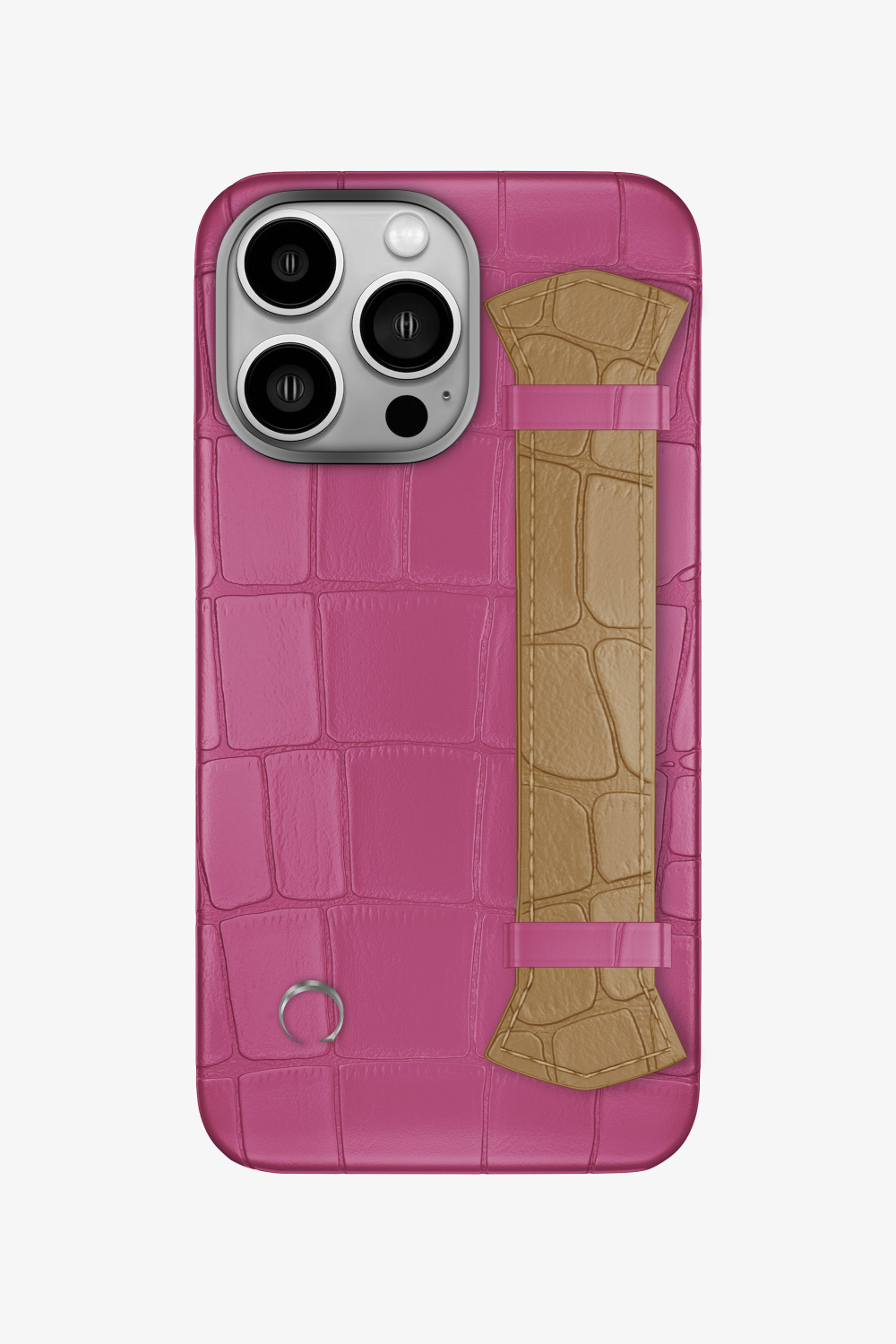 Majestic Alligator Strap Case for iPhone 16 Pro - Pink Fuchsia / Latte - zollofrance