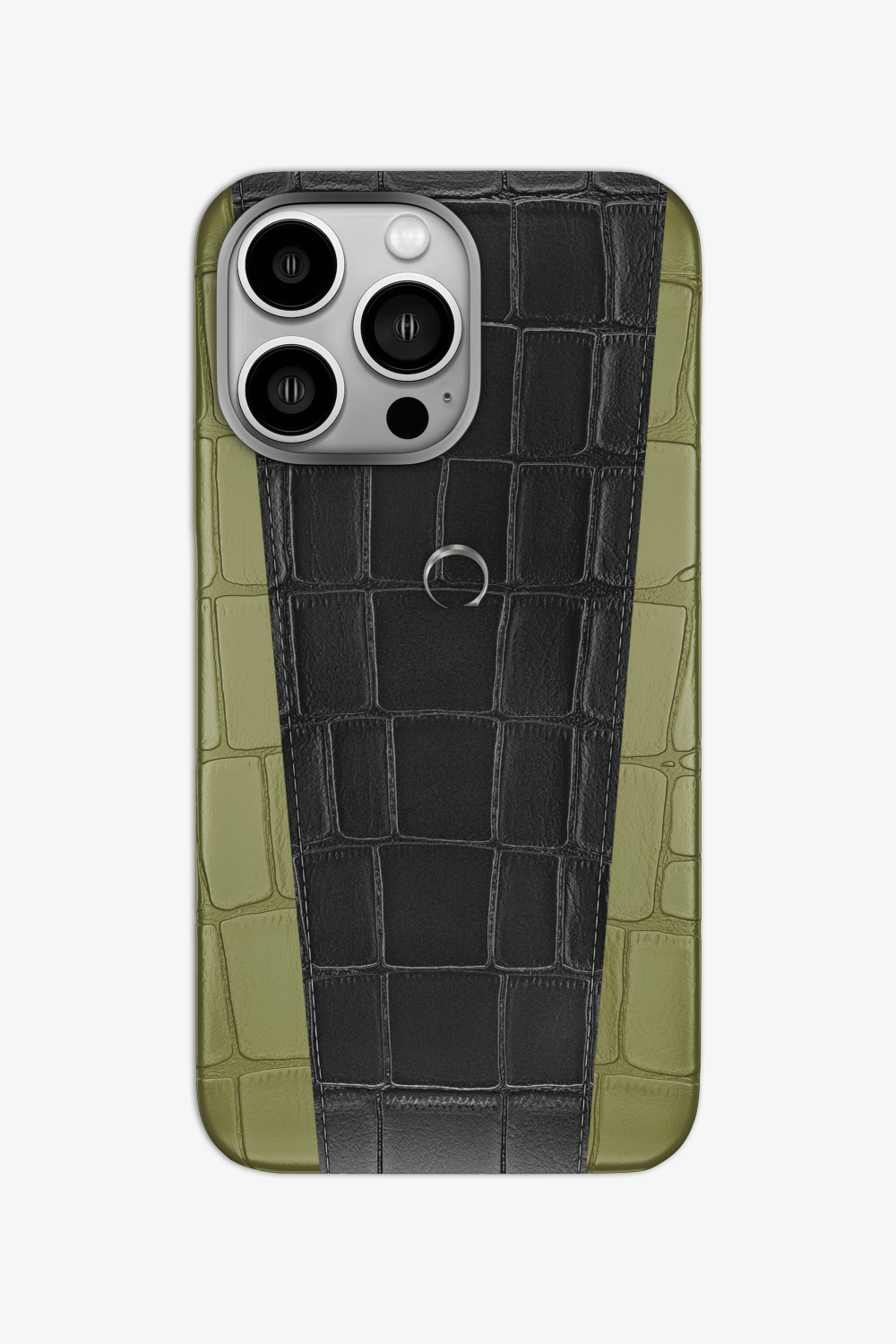 Two-tone Alligator Case for iPhone 16 Pro - Khaki / Black - zollofrance