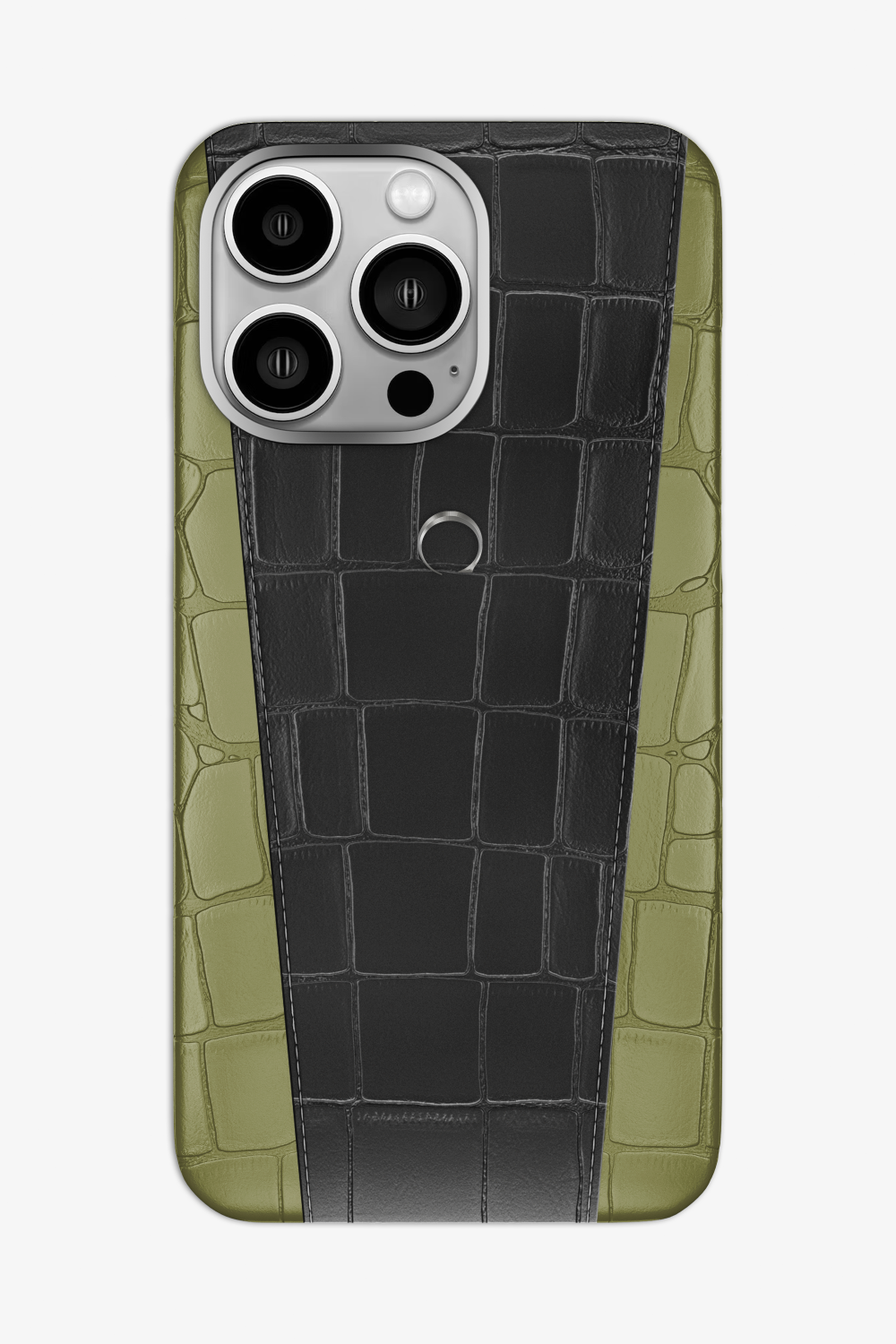 Two-tone Alligator Case for iPhone 16 Pro Max - Khaki / Black - zollofrance