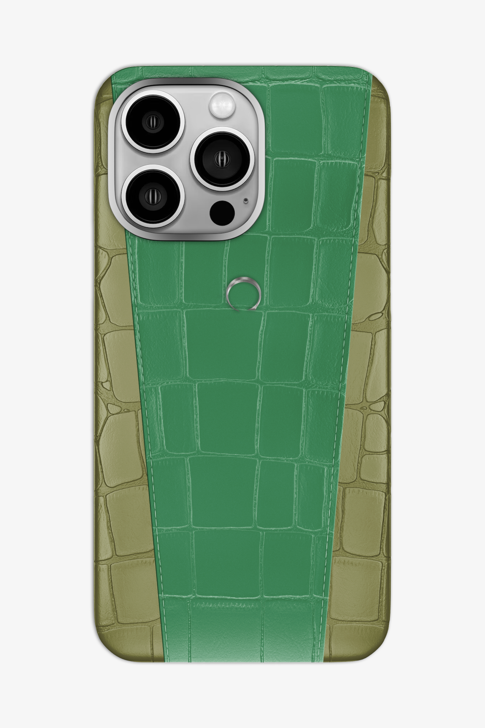 Two-tone Alligator Case for iPhone 16 Pro Max - Khaki / Green Emerald - zollofrance