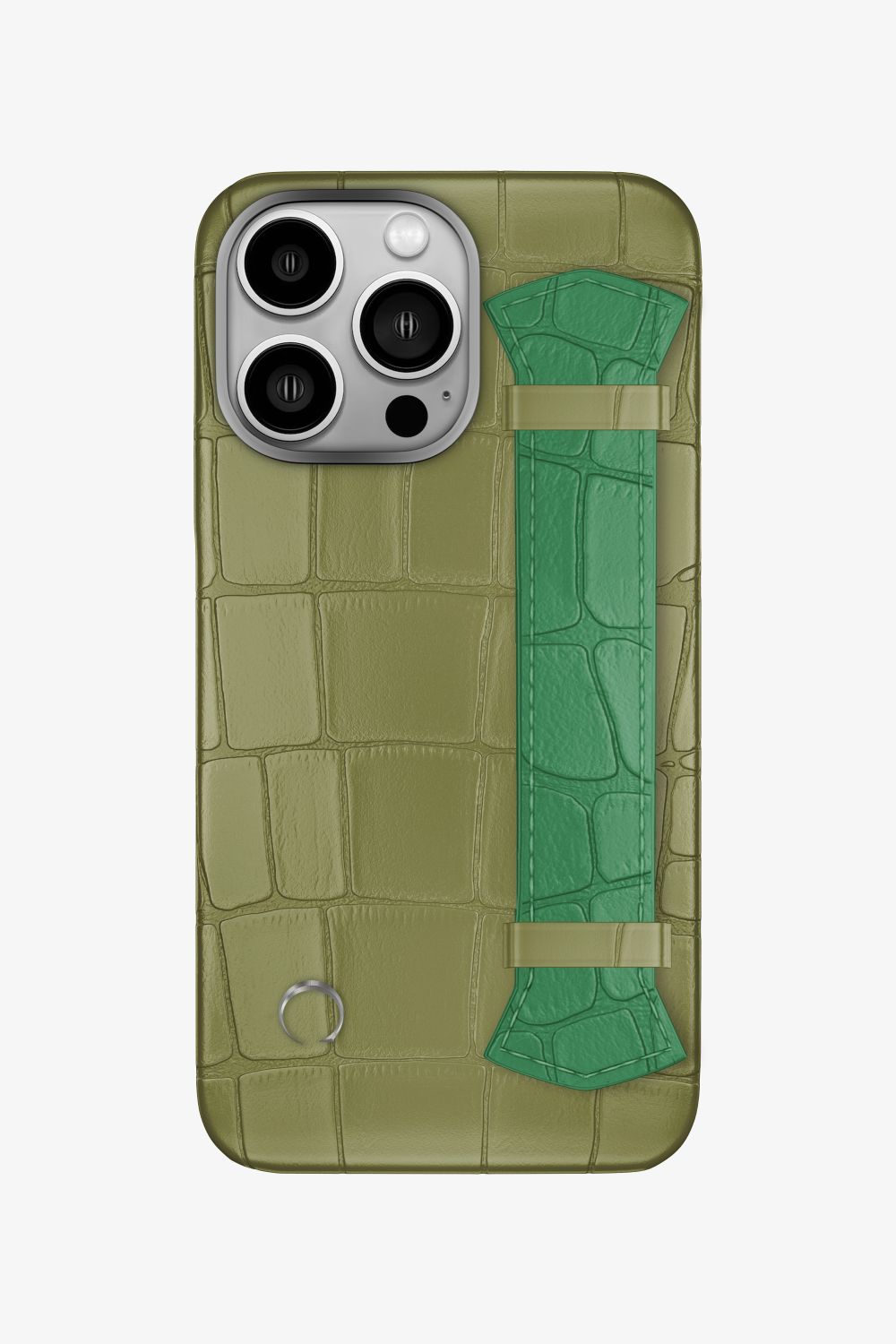 Majestic Alligator Strap Case for iPhone 16 Pro - Khaki / Green Emerald - zollofrance