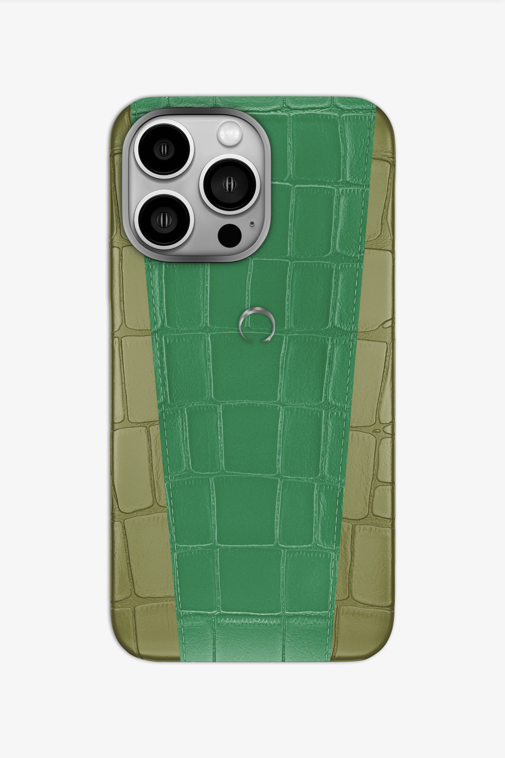 Two-tone Alligator Case for iPhone 16 Pro - Khaki / Green Emerald - zollofrance