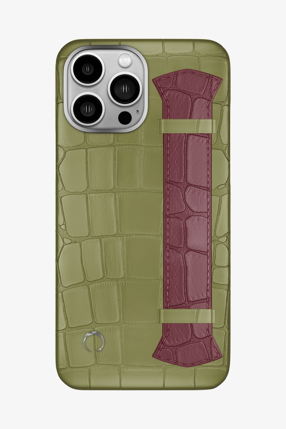 Majestic Alligator Strap Case for iPhone 16 Pro Max - Khaki / Burgundy - zollofrance